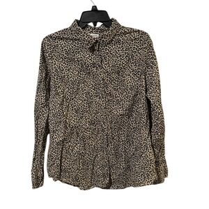 J Crew Size XL Leopard Print Button Down Shirt Women's Long Sleeve Top